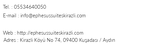Ephesus Suites Kirazl telefon numaralar, faks, e-mail, posta adresi ve iletiim bilgileri